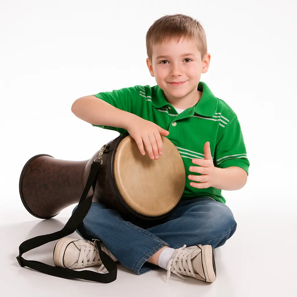 Enfant qui a choisi de jouer du djembé comme instrument de musique