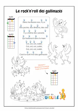 partition tablature ukulélé rock and roll des gallinacés