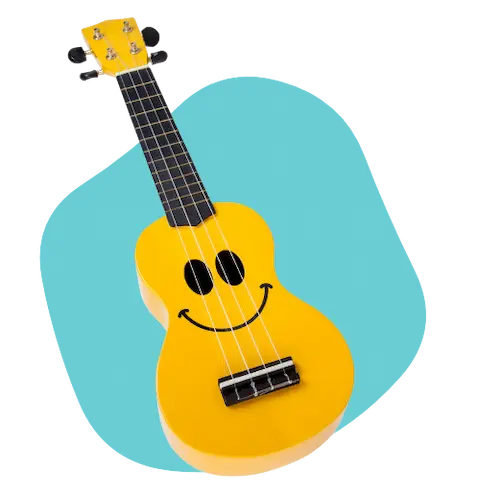 petit ukulélé jaune pour apprendre à jouer du ukulélé