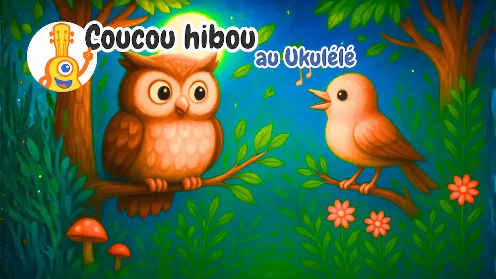 Vignette de la comptine Coucou Hibou au ukulélé