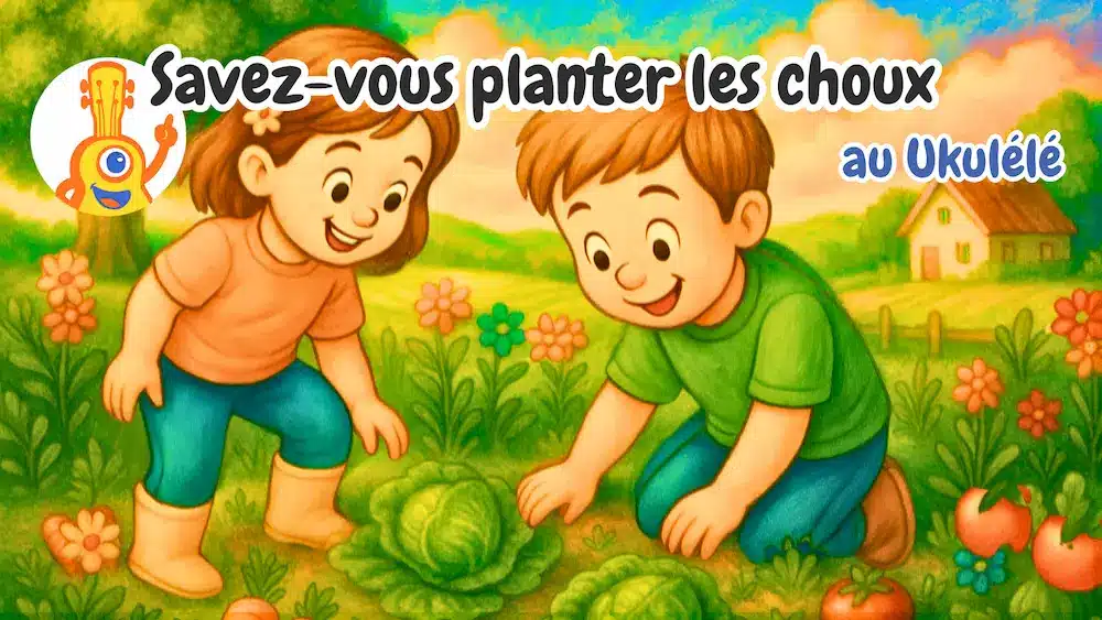 Vignette de la comptine Savez vous planter les choux au ukulélé