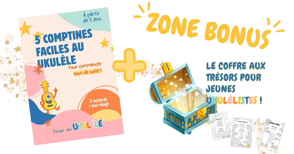 Encart pour le livret gratuit de comptines au ukulélé