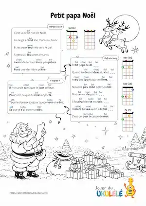 Accords de ukulélé – “petit papa noël” – aperçu de la partition