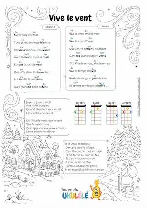 Accords de ukulélé – “vive le vent”, “jingle bells” – aperçu de la partition