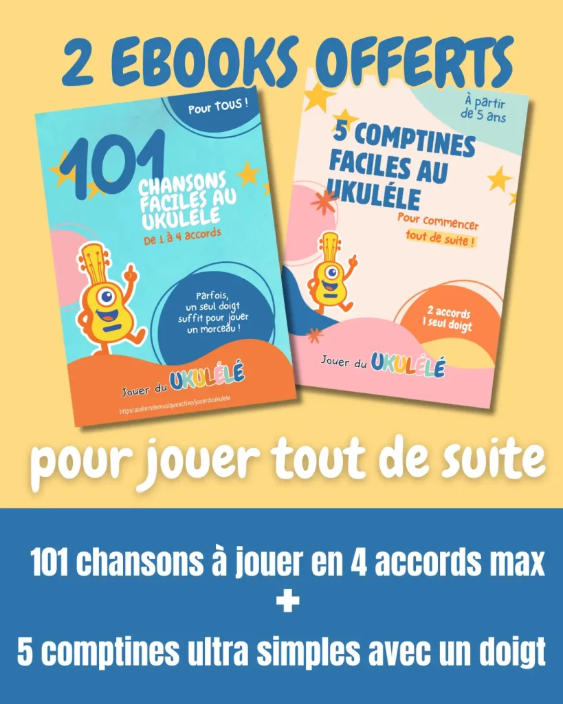 images des deux Livrets de chansons et comptines gratuites au ukulélé