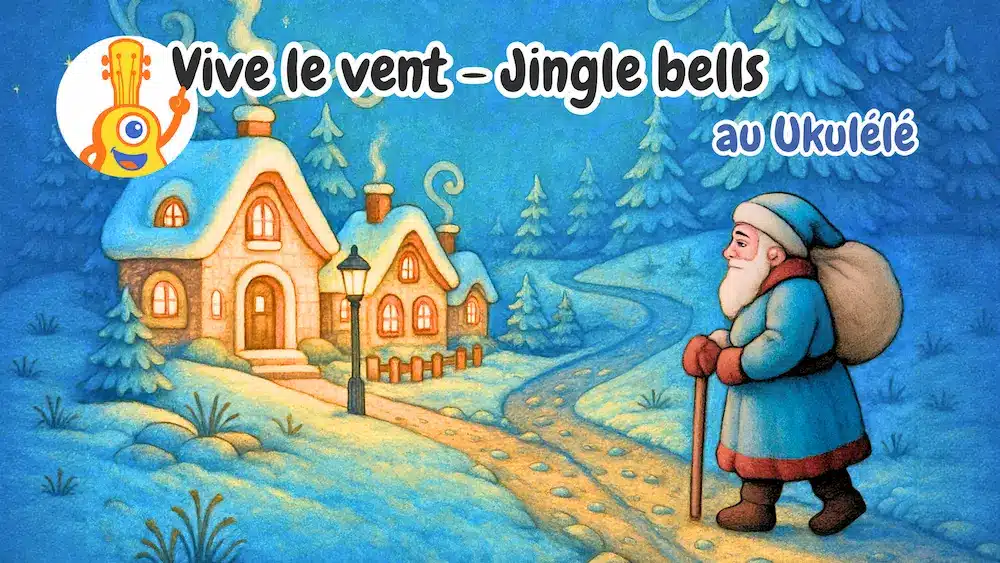 Vignette de la chanson vive le vent - jingle bells au ukulélé