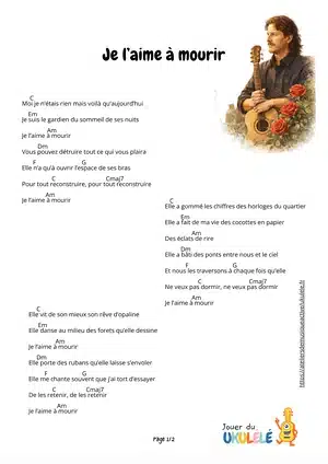 je l'aime à mourir ukulélé cabrel