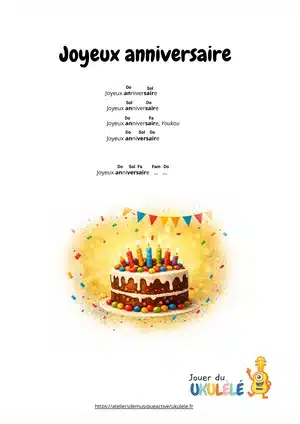 joyeux anniversaire ukulélé fiche pdf