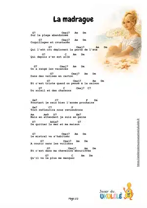 la madrague au ukulélé partition tablature PDF
