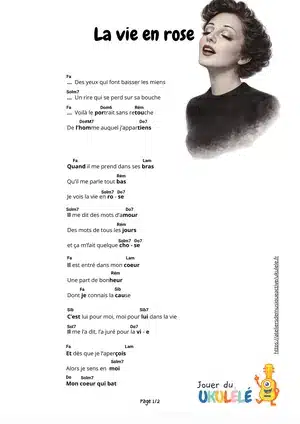 la vie en rose ukulélé fiche pdf accords